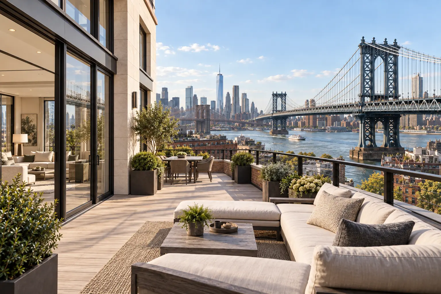 Luxury Manhattan penthouse terrace overlooking Central Park